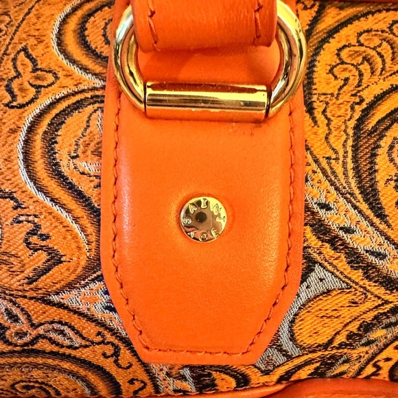 NWT Saint Joy leather Orange Patterned Handbag - Picture 3 of 16